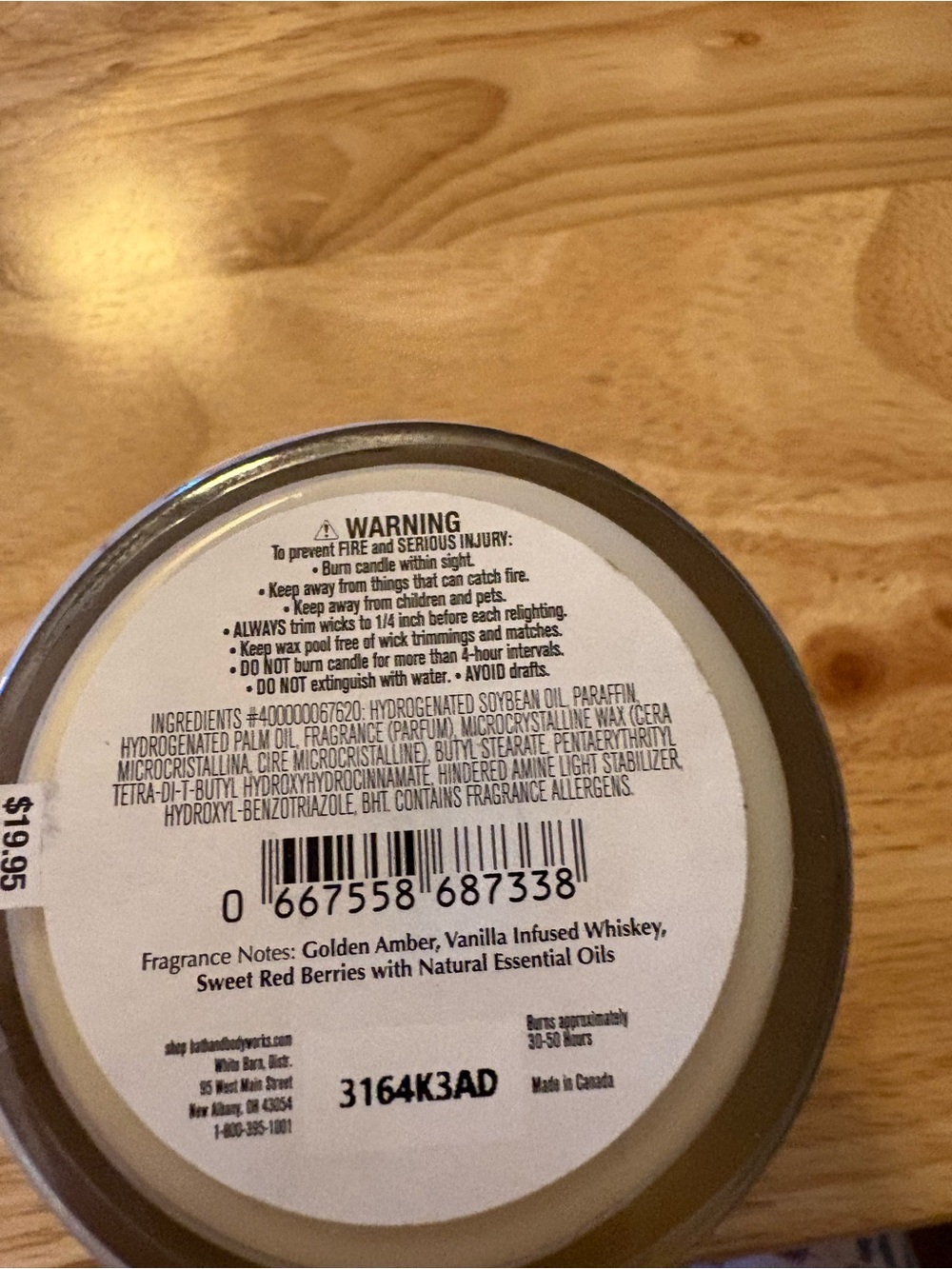 Bath & Body Works White Barn candle 7 oz single wick new Sweet Whisky - Picture 3 of 3